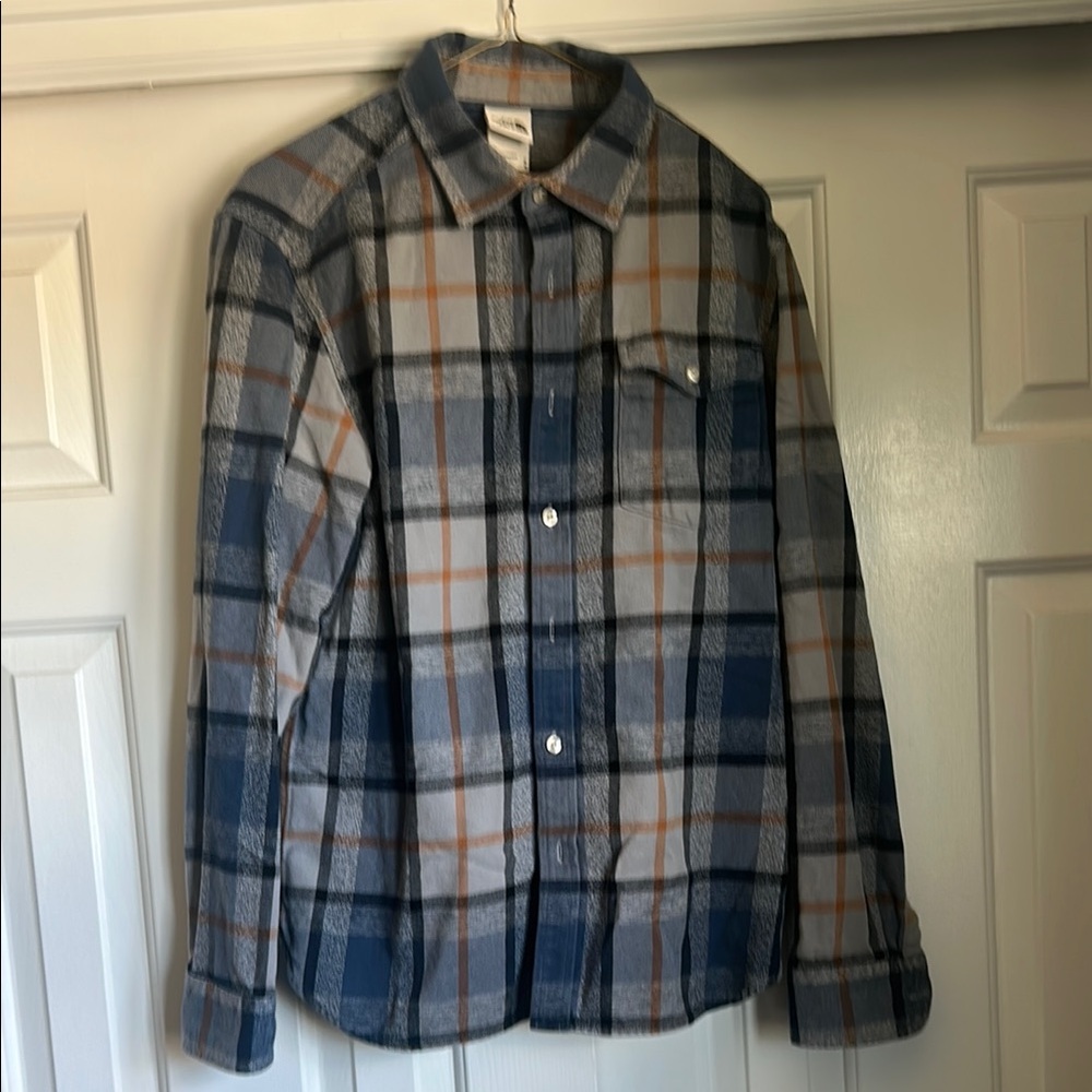 The North Face Blue and Orange Plaid Shirt